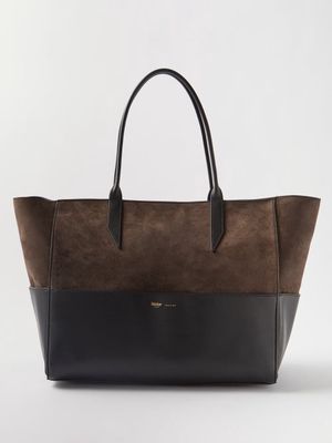 Métier - Incognito Small Suede And Leather Tote Bag - Womens - Dark Brown