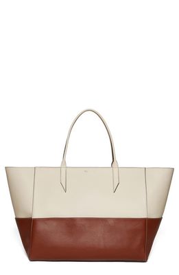 Métier London Large Incognito Two-Tone Leather Tote in White Sand/Cognac