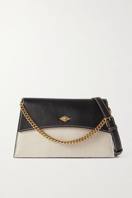 Métier - Roma Leather And Linen Shoulder Bag - Black