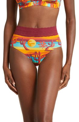 MeUndies FeelFree Lace Trim High Waist Panties in Desert Sun
