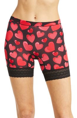 MEUNDIES FeelFree Lace Trim Long Boyshorts in Red Hearts