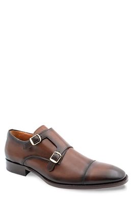 Mezlan Actore Cap Toe Monk Shoe in Chocolate Leather 