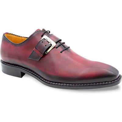 Mezlan Machado Buckle Strap Wholecut Shoe in Burgundy Leather 