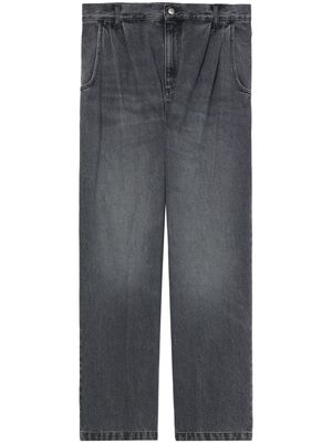mfpen pleat-detailing cotton straight-leg jeans - Grey