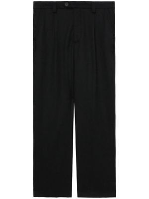 mfpen pleat-detailing wool straight-leg trousers - Black