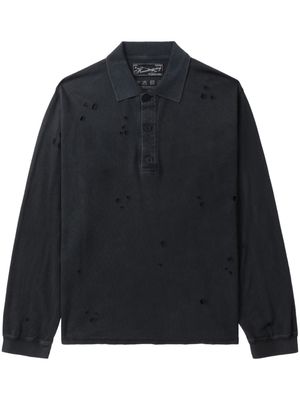 mfpen ripped long-sleeve polo shirt - Black