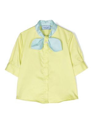 Mi Mi Sol bow-detail cotton shirt - Green