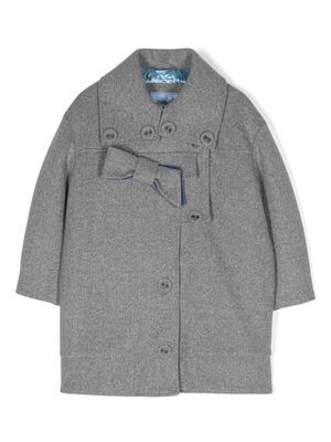Mi Mi Sol bow-detail knitted coat - Grey