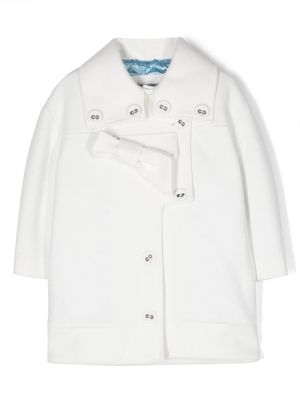 Mi Mi Sol bow-detailed hooded coat - White