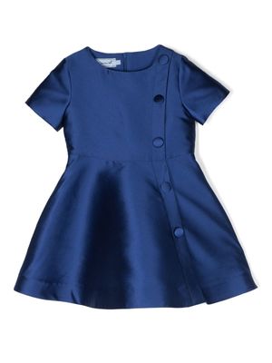 Mi Mi Sol decorative-button silk-satin flared dress - Blue