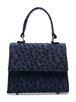 Mi Mi Sol eyelet-embellished foldover shoulder bag - Blue