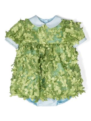 Mi Mi Sol floral-appliqué flared dress - Green