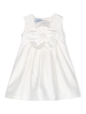 Mi Mi Sol floral-appliqué flared dress - White