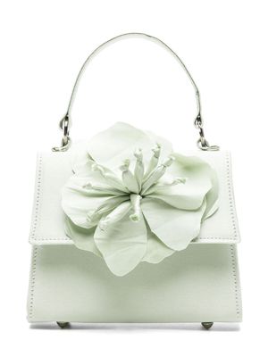 Mi Mi Sol floral-appliqué satin tote bag - Green