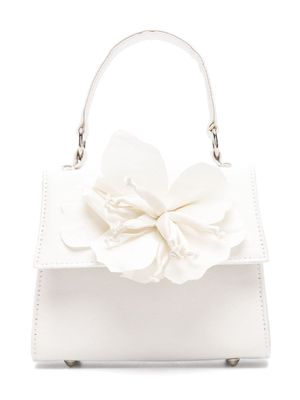 Mi Mi Sol floral-appliqué satin tote bag - Neutrals