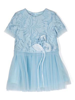 Mi Mi Sol floral-lace tulle flared dress - Blue