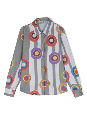 Mi Mi Sol geometric-print classic-collar shirt - Grey