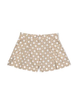 Mi Mi Sol geometric-print cotton shorts - White