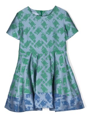 Mi Mi Sol graphic-print cotton flared dress - Blue