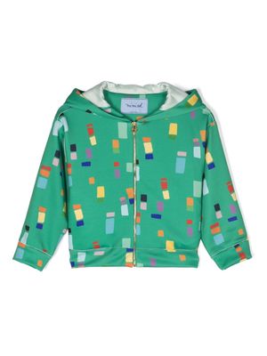 Mi Mi Sol graphic-print ruffle-detail hoodie - Green