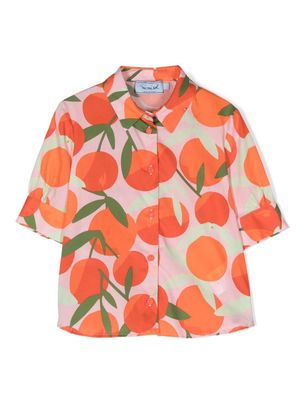 Mi Mi Sol orange-print cotton shirt