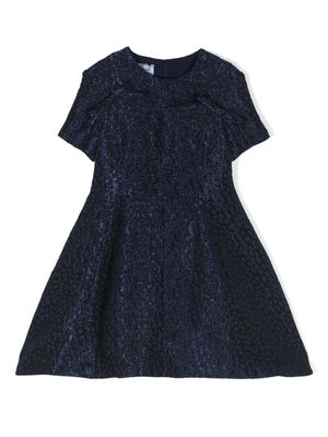 Mi Mi Sol patterned-jacquard short-sleeve dress - Blue