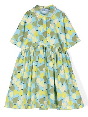 Mi Mi Sol pear-print poplin dress - Blue