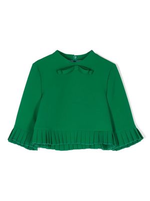 Mi Mi Sol pleated-edge cotton blouse - Green