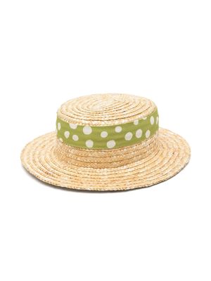 Mi Mi Sol polka-dot band straw sun hat - Neutrals