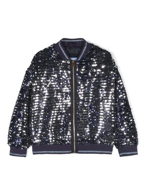 Mi Mi Sol sequin-embellished zip-up bomber jacket - Blue