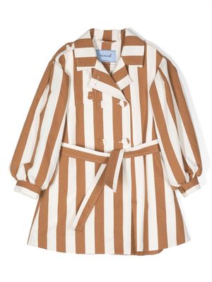 Mi Mi Sol striped double-breasted trench coat - Brown
