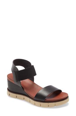 MIA Adley Wedge Sandal in Black Faux Leather