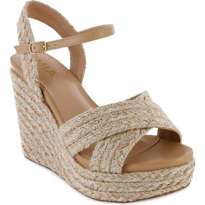 MIA Alouette Wedge Espadrille Sandal in Natural Metallic Jute 