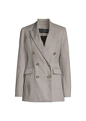 Mia Double-Breasted Houndstooth Blazer