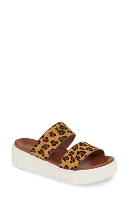 MIA Lexi Platform Slide Sandal in Leopard Print Calf Hair
