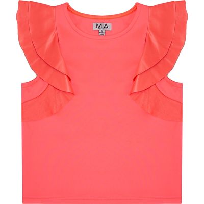 MIA New York Kids' Flutter Sleeve Top in Coral 