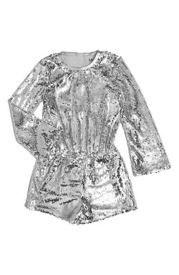 MIA New York Kids' Sequin Three-Quarter Sleeve Romper in Silver