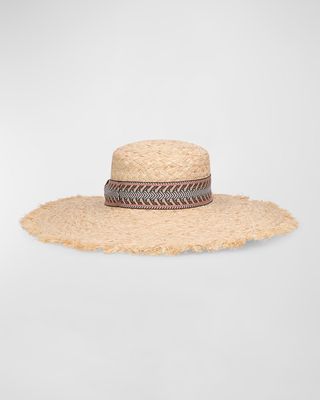 Mia Raffia Straw Large-Brim Hat