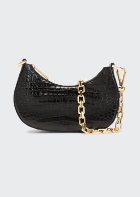 Mia Small Shiny Crocodile Shoulder Bag