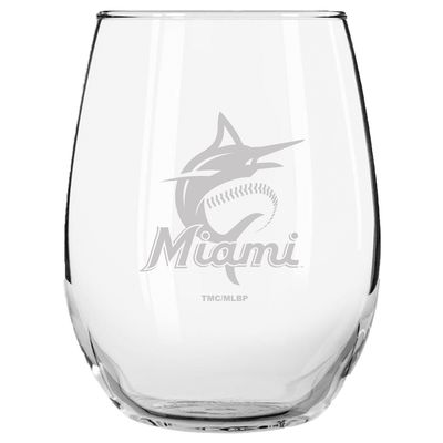 Miami Marlins 15oz. Etched Stemless Glass Tumbler