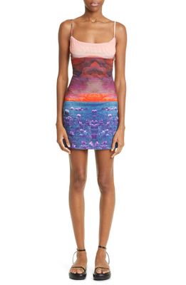 MIAOU Anya Oasis Print Stretch Recycled Polyester Minidress