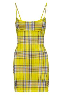 Miaou Anya Plaid Stretch Recycled Polyester Minidress in Dion Plaid