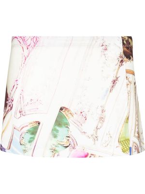 Miaou baroque-print mini skirt - White