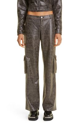MIAOU Elias Distressed Faux Leather Cargo Pants in Varnish Printed Suede