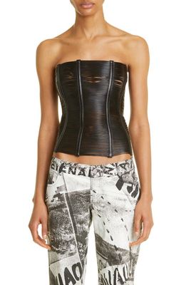 MIAOU Flux Faux Leather Corset Top in Black Leather