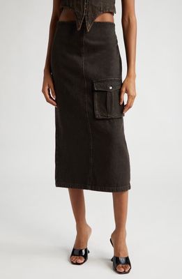 Miaou Freya Cargo Pocket Denim Skirt in Black