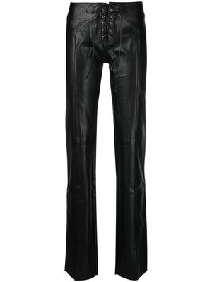 Miaou lace-fastened faux-leather trousers - Black