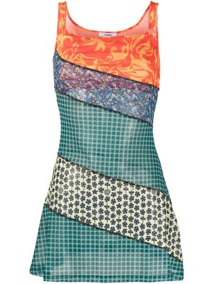 Miaou mix-print panelled A-line dress - Green