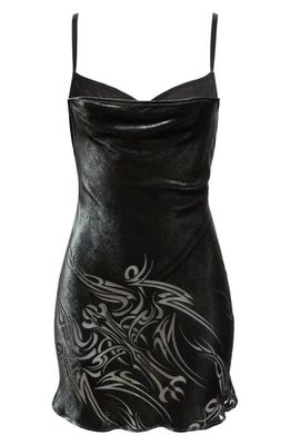 Miaou Paola Burnout Velvet Minidress in Gothic Black