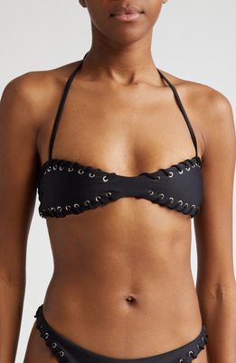 Miaou Rio Halter Bikini Swim Top in Black
